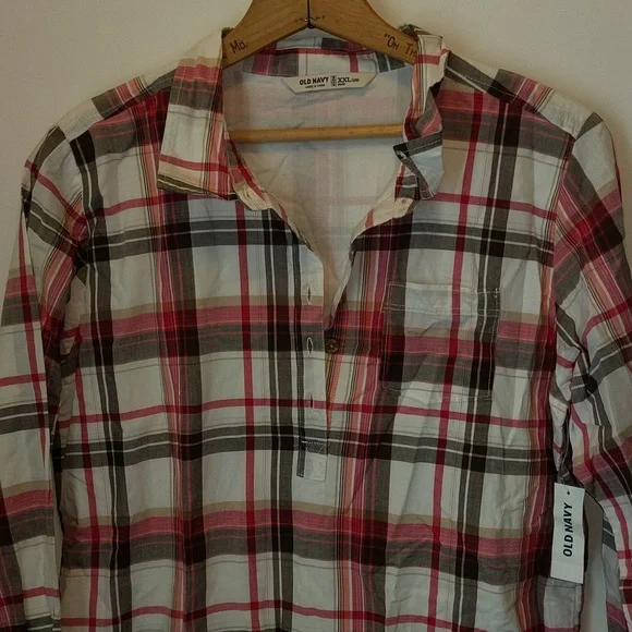 Old Navy Women's Size XXL 16 Plaid Ruffle Hem Shirt Dress New with Tags Flawed - Picture 2 of 12